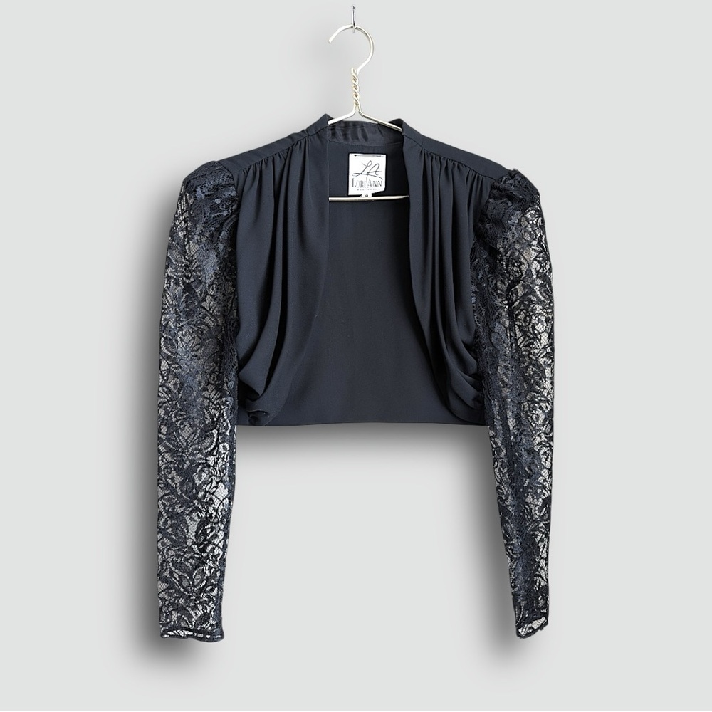 Vintage Handsewn Lori Ann Montreal Black Lace Sleeve Bolero Shrug